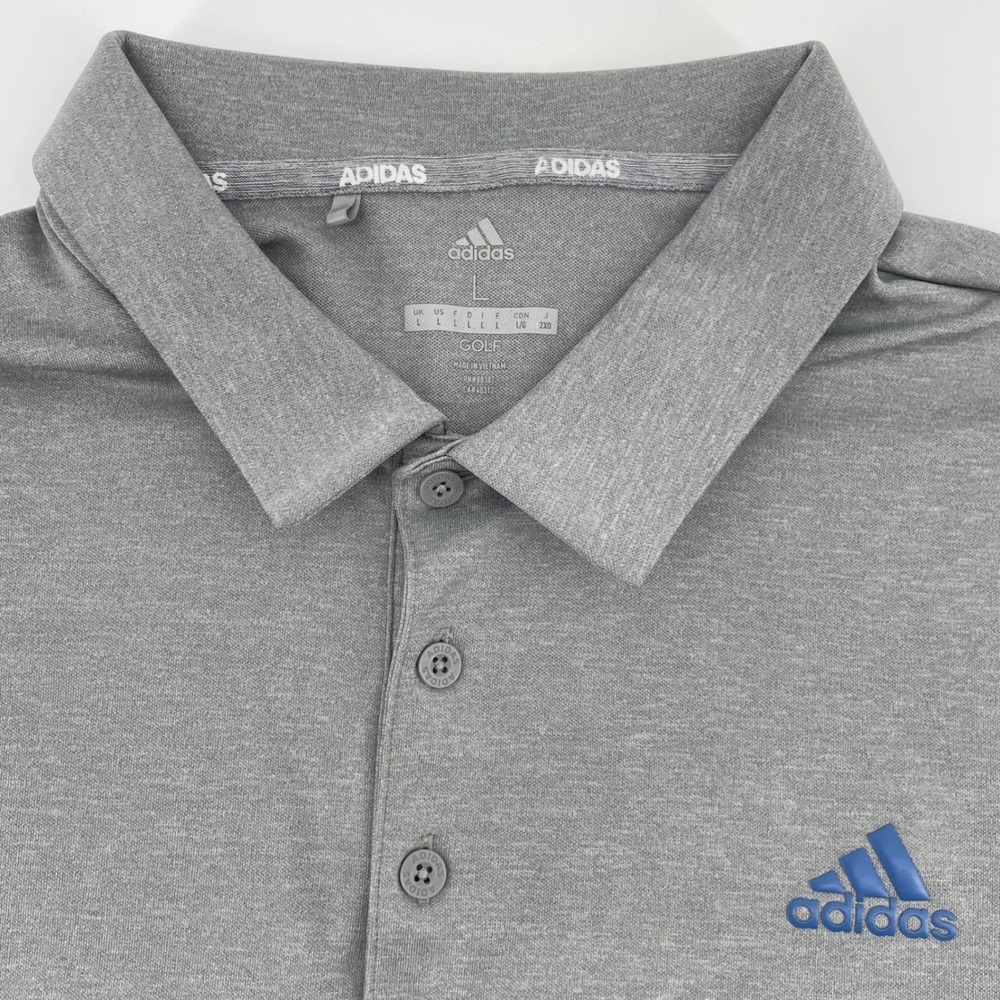 Adidas Golf Polo Shirt Men's Large Gray Blue Colorblock Short Sleeve Performance